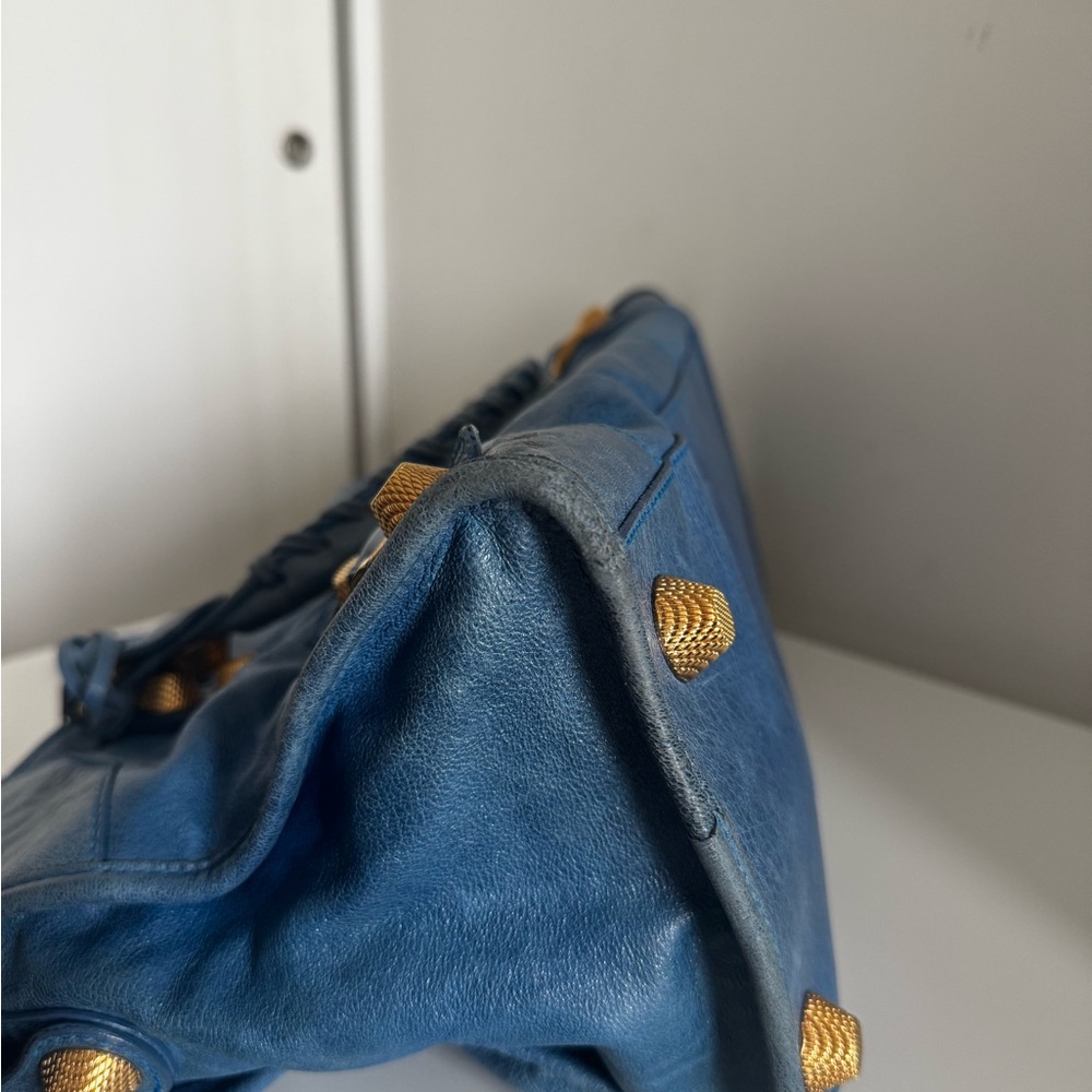 Balenciaga Navy Shoulder Bag with Gold Accents - Picture 8 of 12